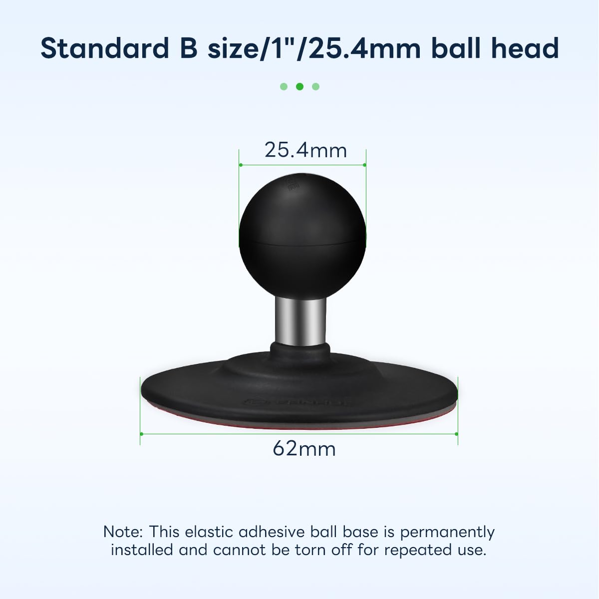FANAUE - Base de Bola Adhesiva Flexible Compatible con Soportes RAM tamaño B, Brazo de Doble zócalo, Adaptador de Cabeza de Bola de 1 Pulgada para Motocicleta, Soporte de teléfono, Base de Ventosa