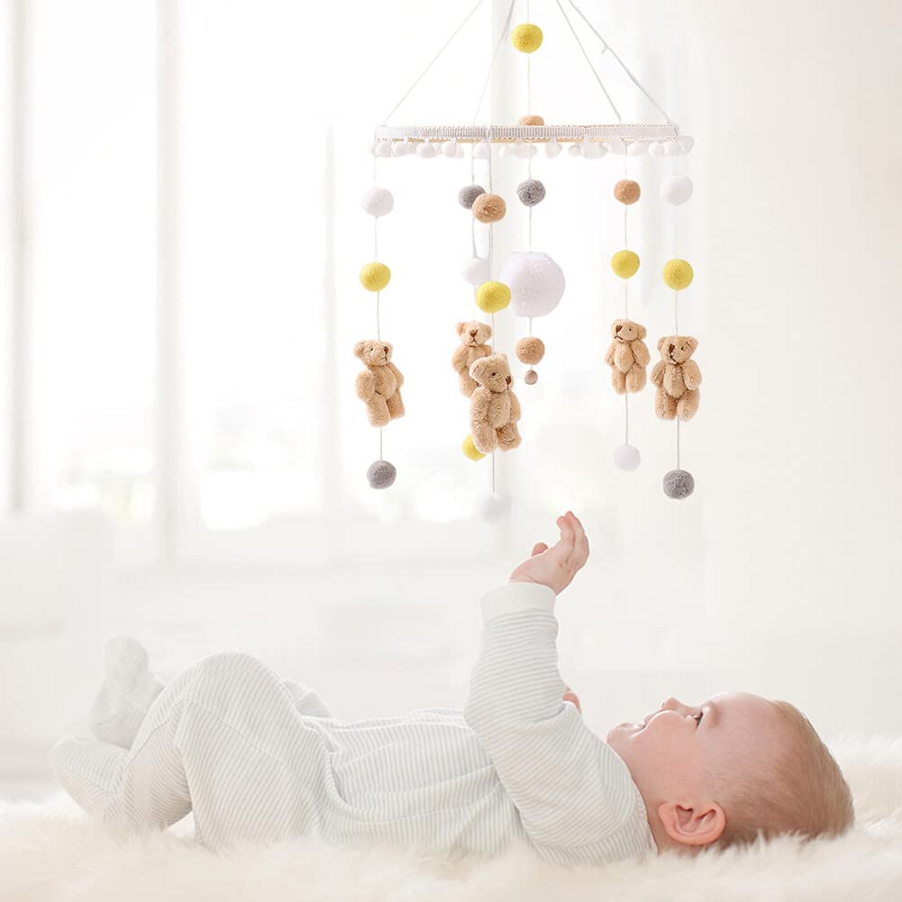 Lindo móvil para cuna con brazo móvil para cuna de bebé, soporte móvil para cuna de bebé, soporte móvil para cuna – Móvil neutro de género para decoración de guardería, accesorio móvil para cuna de bebé para decoración de guardería