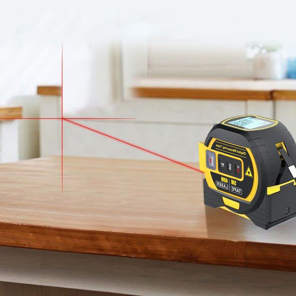 Linmeng Cinta Métrica Láser Telémetro Láser 3 En 1, Regla de Cinta Métrica de 5M, Pantalla LCD con Retroiluminación, Medidor de Distancia, Dispositivo de Medición de Edificios, Volumen de Área(40 m)