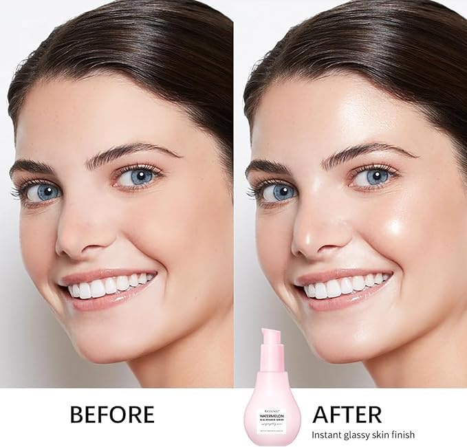 Serum Facial Hidratante e Iluminador con Niacinamida y Sandía, Ácido Hialurónico y Vitamina E, 60ml, Primer para Maquillaje, Paquete de 2