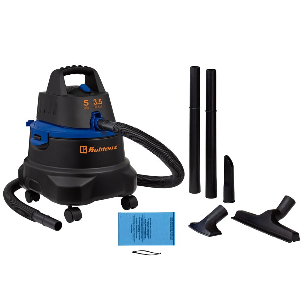 Koblenz WD-5 MA - Aspiradora Seco Mojado 3 en 1 con Sistema de Expulsión de Aire, Cable eléctrico y Accesorios, Tanque con Capacidad de 5 galones y Motor de 3.5 HP