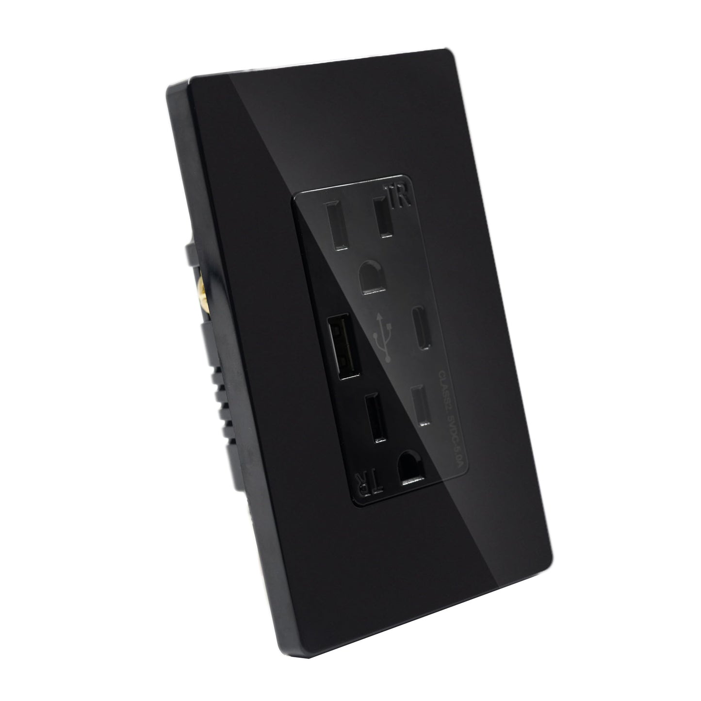 KELEK Contacto Duplex con Salida USB-A y USB-C (Negro)