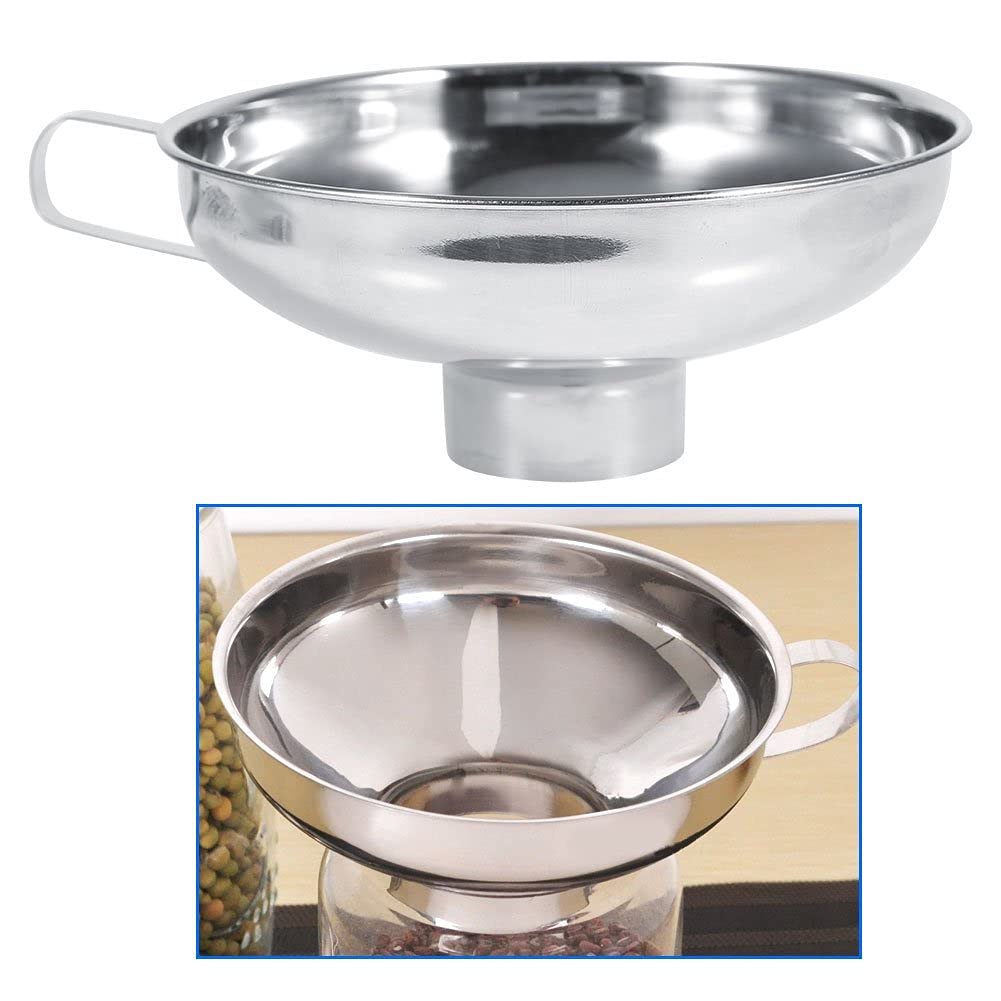 Embudo de Acero Inoxidable Hogar Ancho de la Boca con Mango Metal Pequeño para Utensilios de Cocina