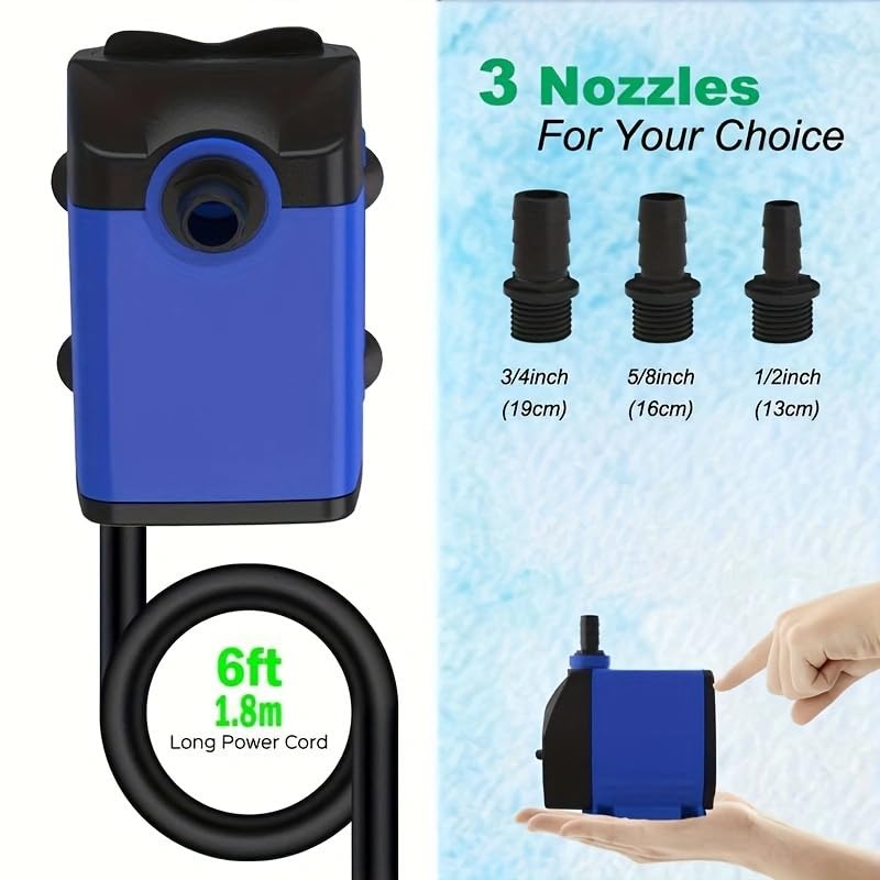 Bomba Sumergible Ultra Silenciosa para Acuarios, 45W, 1056GPH, 2.5m Cable, para Fuentes y Estanques
