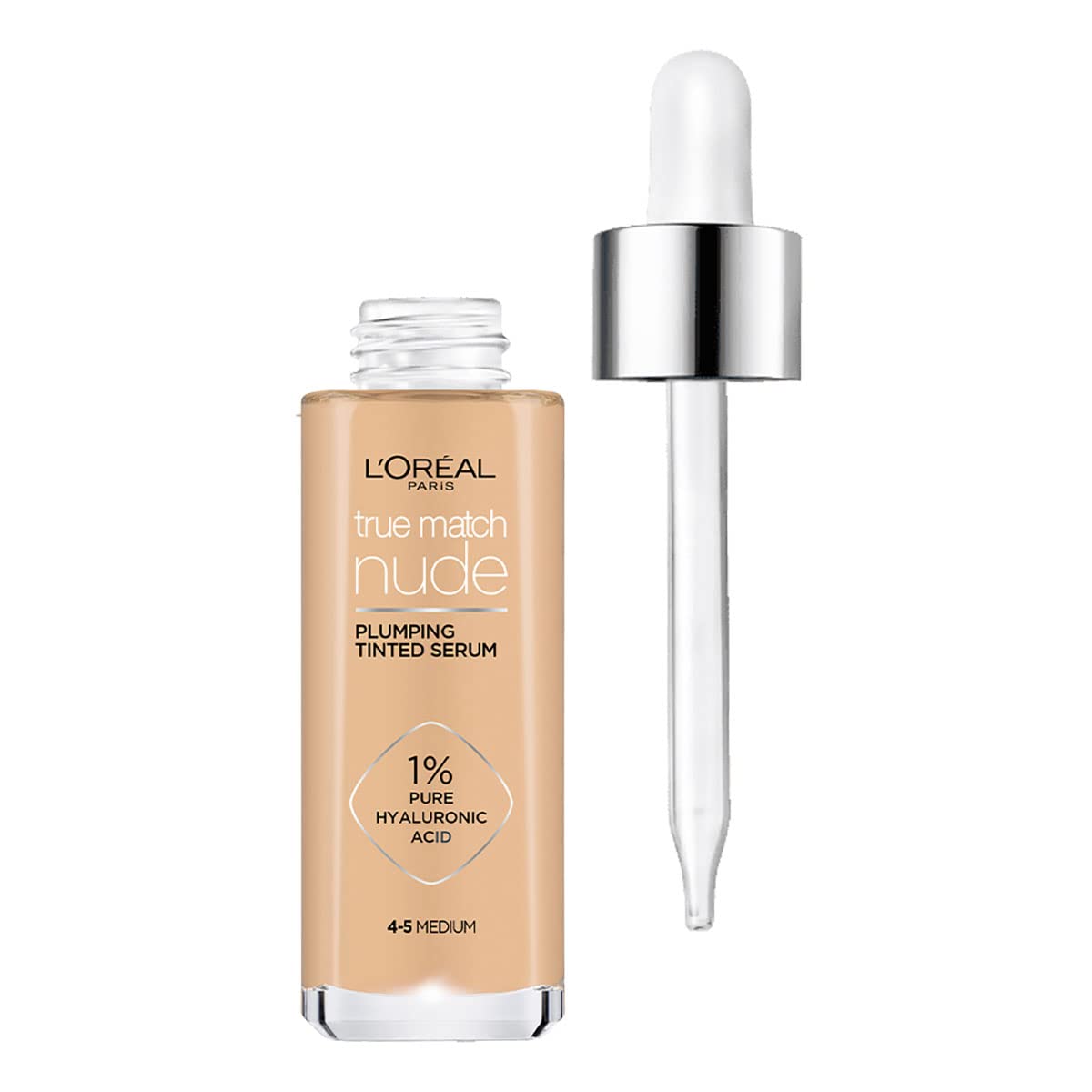 L'Oréal Paris Serum rellenador con color y ácido hialurónico, True Match, Tono 4-5 Medium + Crema hidratante anti-líneas de expresion Revitalift Ácido Hialurónico Día de L'Oréal Paris, 50 ml