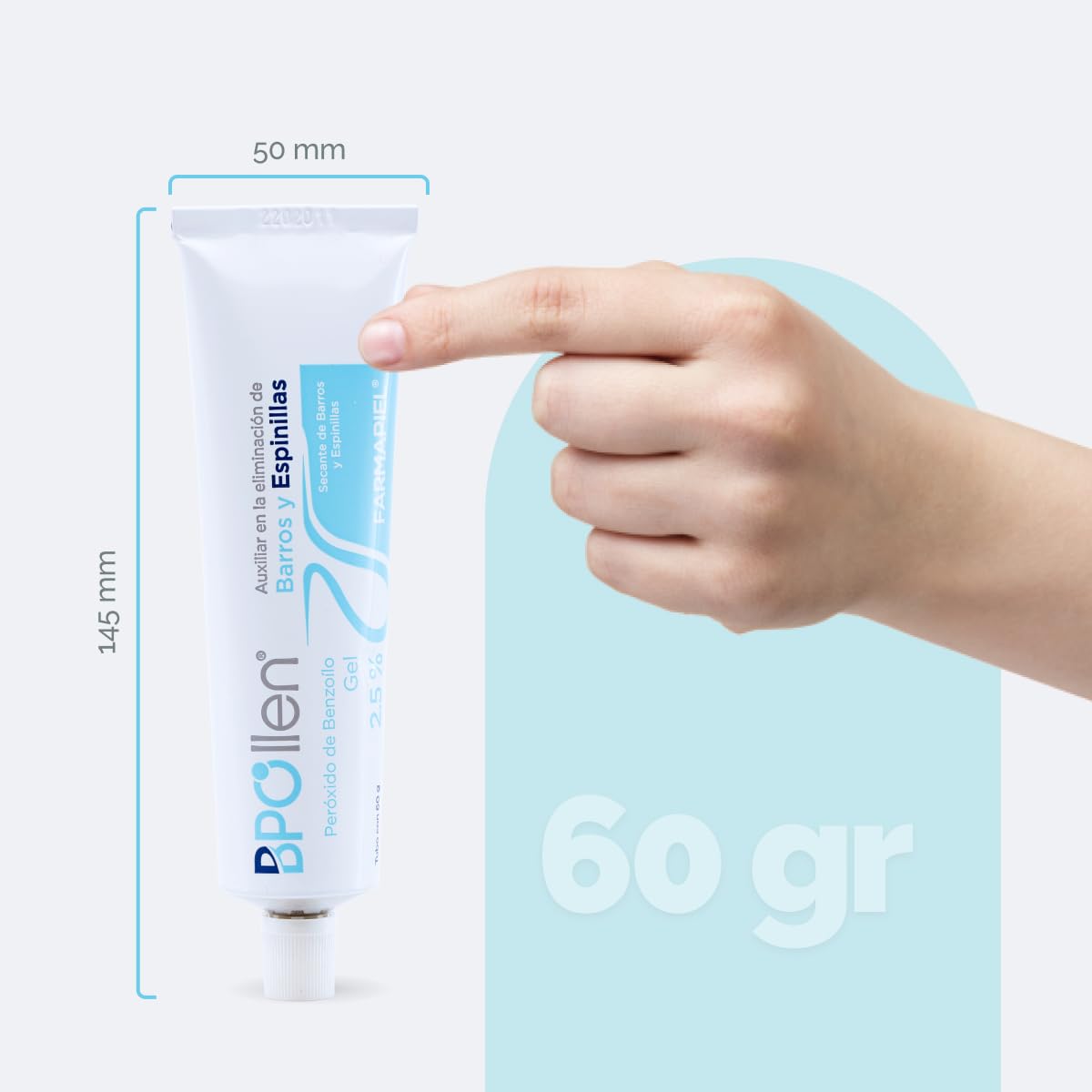 BPO LLEN Gel Limpiador Facial Anti-Acné con Peróxido de Benzoilo | Tratamiento Anti-Imperfecciones | Antiseborreico y Antiséptico | Indicado para Combatir el Acné Leve o Moderado | 60 ml (Peróxido de Benzoilo 2,5%)