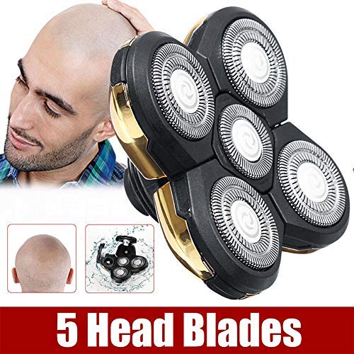 Cabezales de cuchilla de afeitar, universales, 5 cabezales de repuesto para cuchillas de afeitar, cabezal de corte giratorio 4D, apto para todas las 5 cuchillas de afeitar (dorado)