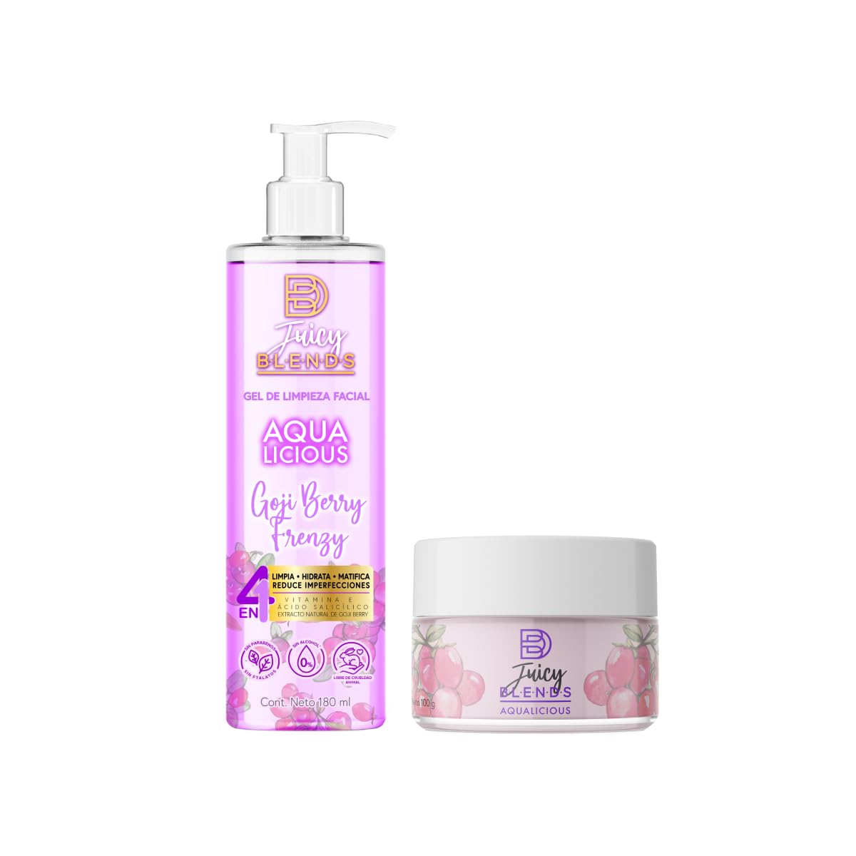 Kit Blends Juicy Glow Up Goji Berry Frenzy Cuidado Facial - Gel de Limpieza + Gel Hidratante