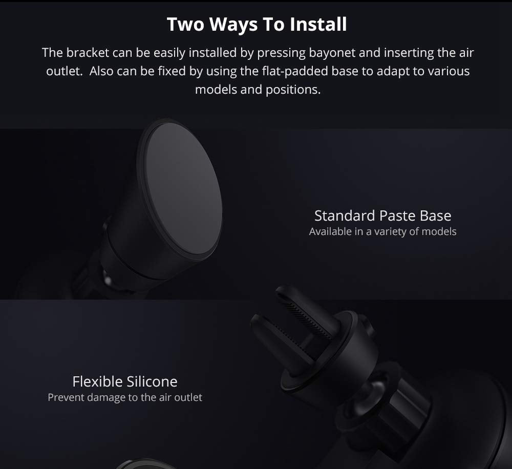 Xiaomi Cargador de Coche inalámbrico 20W MAX Power Inductive Abrazadera eléctrica Brazo Doble disipación de Calor Carga rápida, Negro