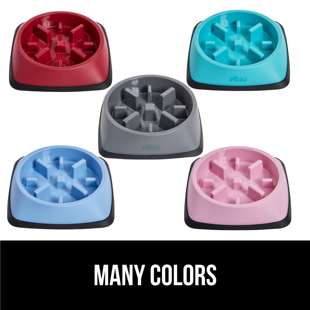 Gorilla Grip Cuenco antideslizante de alimentación lenta para mascotas, 2 tazas, ralentiza los alimentos, hábito de alimentación saludable, reduce a los perros de comer en exceso, mejora la digestión de las mascotas, apto para lavavajillas, para alimentos