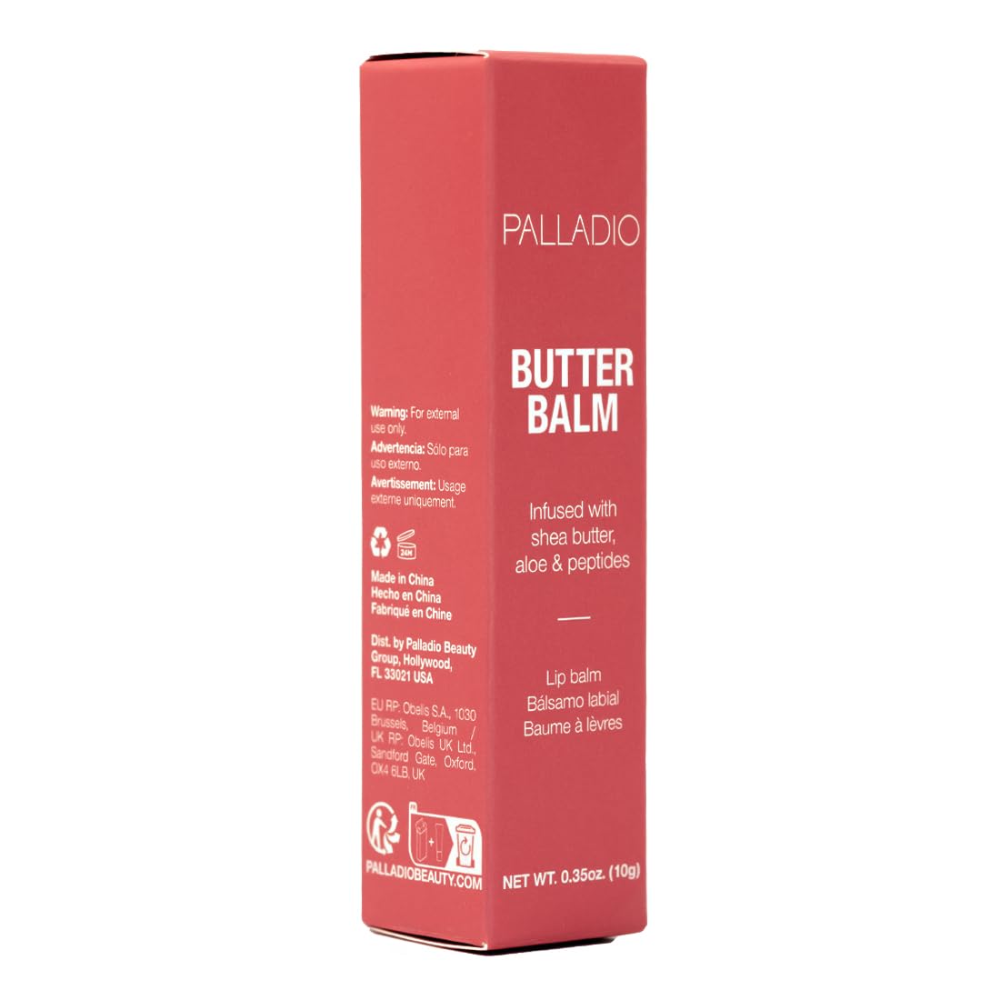 Palladio Butter Balm - Bálsamo Labial Hidratante con Tinte Transparente, Aloe, Péptidos, Manteca de Karité y Fórmula Vegana para Hidratación Instantánea, Strawberry Shortcake