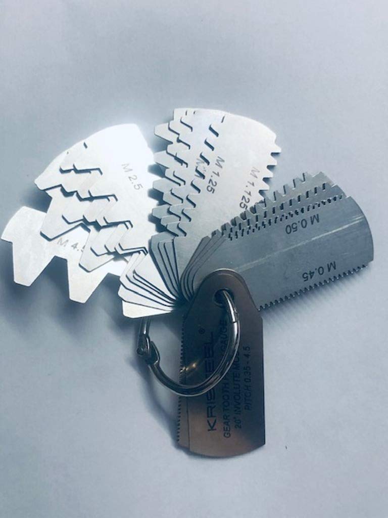 Medidor de Paso de Perfil de Dientes de Engranaje Modular 23 Perfiles 15 Hojas 35 a 4.5 Módulo 14.1/2 Pulgadas