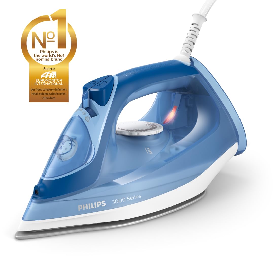 Plancha de Vapor Philips Azul Serie 3000 con 2400 W y Cerámica