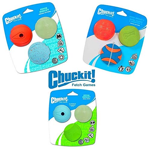 Chuckit! Fetch Medley - Pelotas de Golf (3 Unidades), Multicolor, Medium, 2.5-Inch, 3-Pack