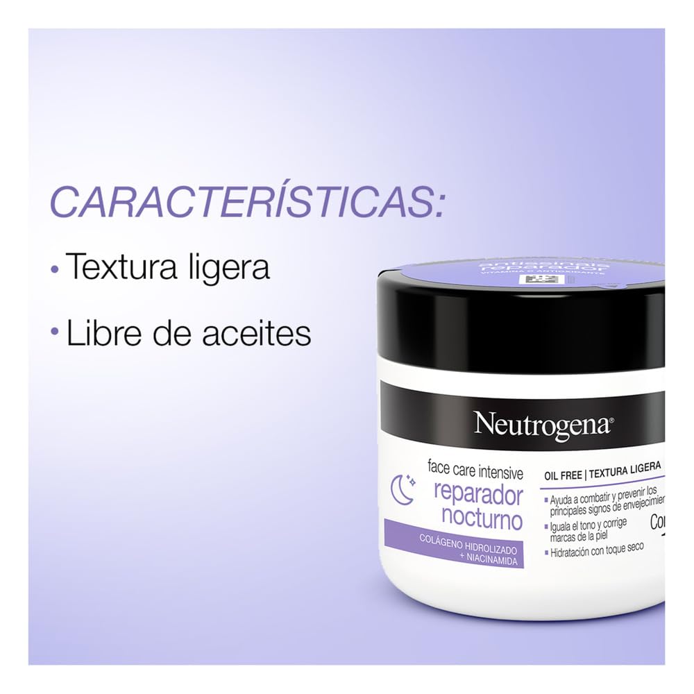 Crema Hidratante Facial Reparador Nocturno Neutrogena Face Care Intensive Colageno 100g + Hidratante Facial Hydro Boost Water gel 50 g