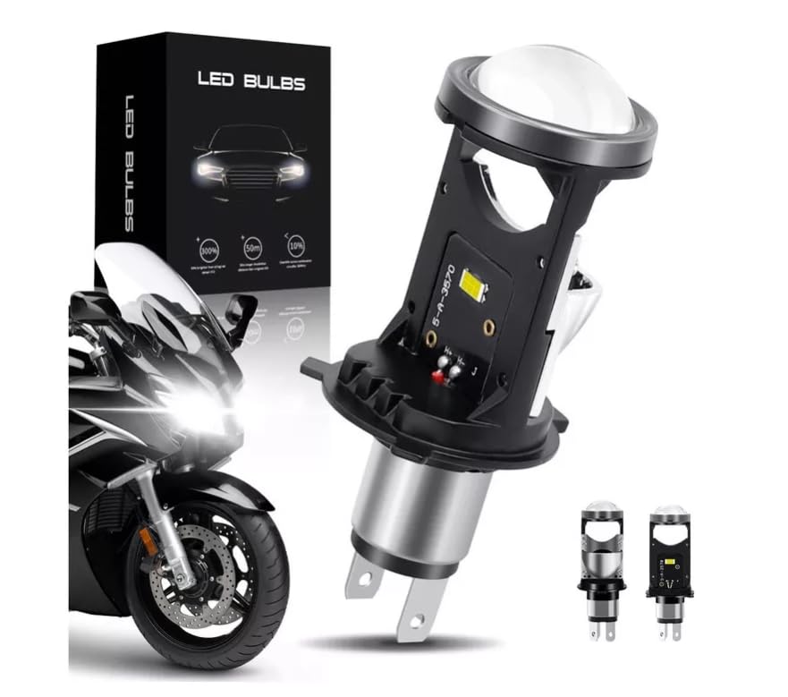Luces Antiniebla LED para Motocicleta,Faros Led H4 Tipo Lupa Para Moto Luz Altas Y Bajas 65W 18000LM,Apto para motos, coches 1und
