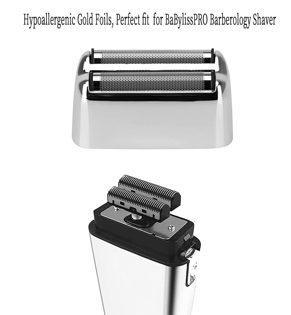Juego de cortadores de papel de aluminio para afeitadora Babyliss Kaynway Professional Replacement emnet Cutter Blade para BaBylissPRO Barberology Metal Double Foil Shaver FX – Incluye 2 láminas, 2 cuchillas, 1 cubierta de cortador