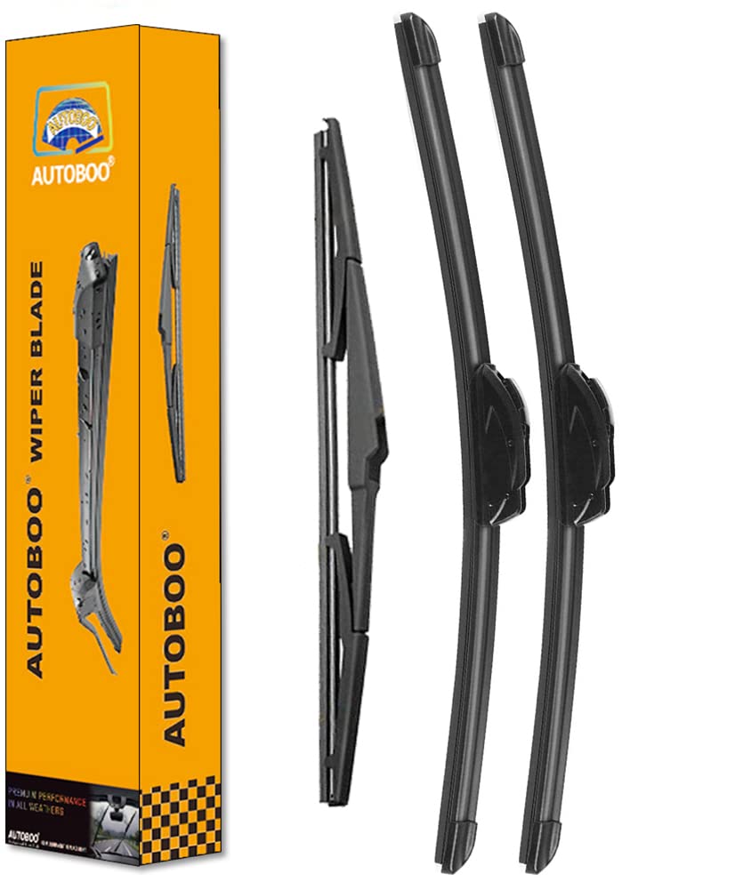 AUTOBOO - Limpiaparabrisas de 26 pulgadas + 16 pulgadas con limpiaparabrisas trasero de 14 pulgadas de repuesto para Hyundai Tucson 2016-2020 2021, 2007-2012 Mazda CX-7 - Calidad original de fábrica