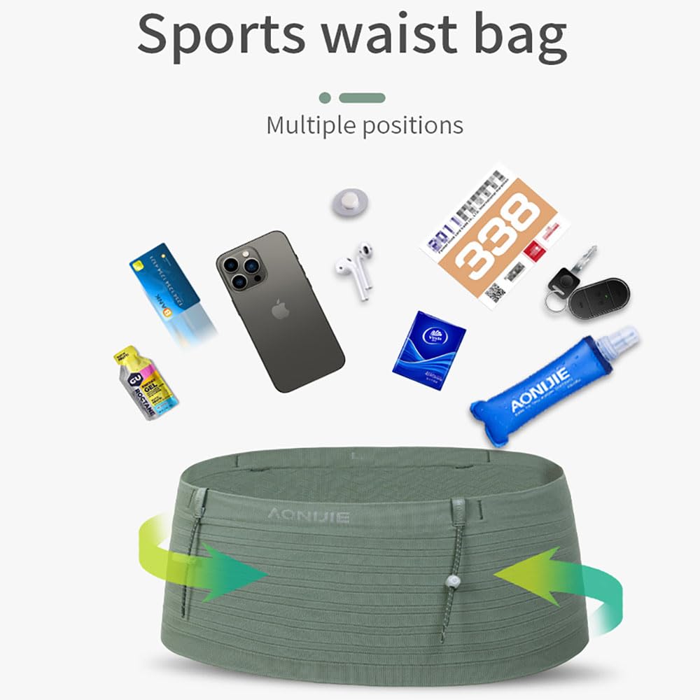 AONIJIE - Riñonera para correr con varios compartimentos, adecuada para caminar, viajar, deportes, senderismo y ejercicio, Negro -, Large, Deporte