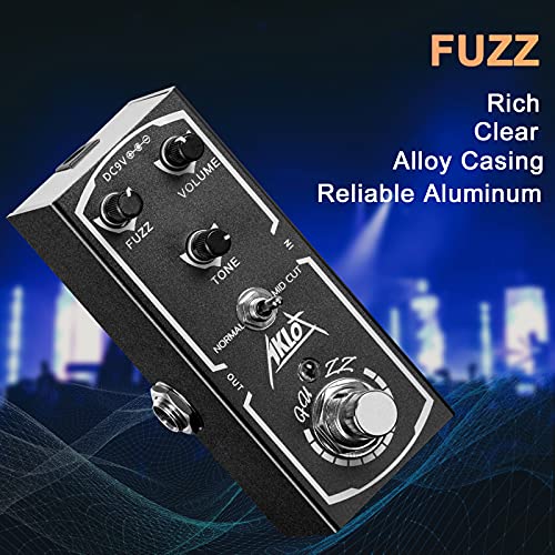 AKLOT Pedal de guitarra Fuzz, pedal de efectos eléctricos, mini tipo único DC 9 V True Bypass