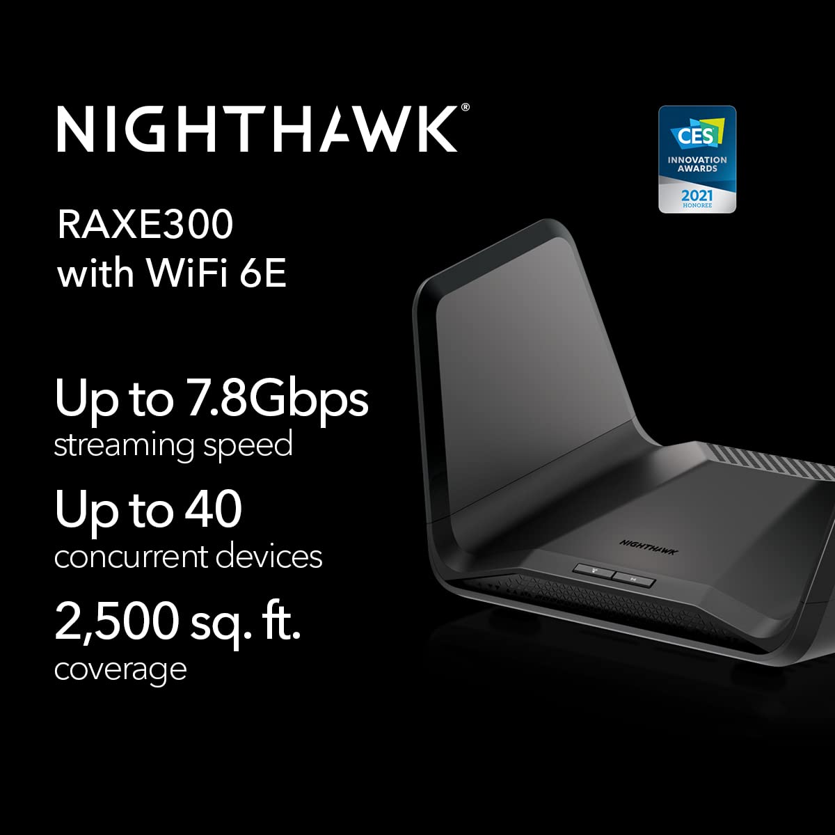 Router NETGEAR Nighthawk WiFi 6E Negro Tri-Banda AXE7800 para Alta Velocidad y Cobertura Amplia