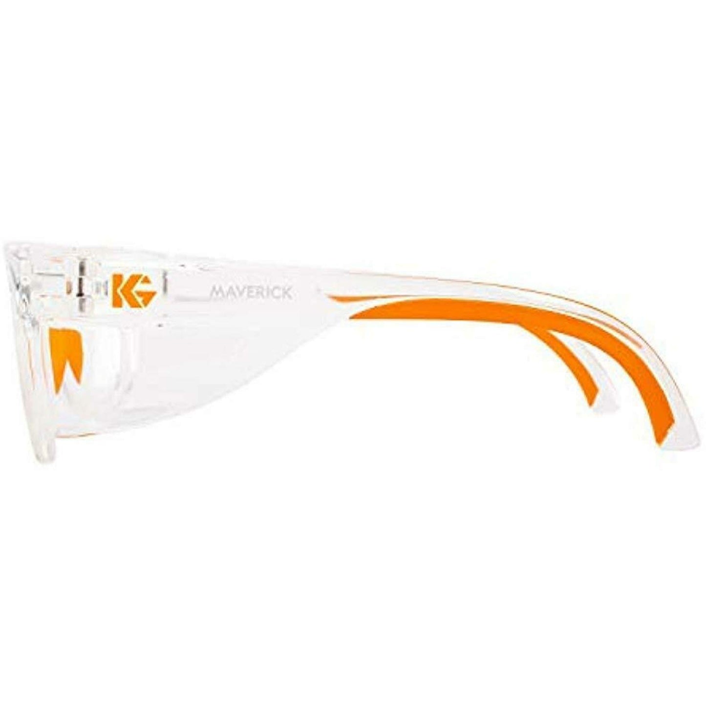 KleenGuard™ V30 Maverick - Protección ocular (49301), con revestimiento antivaho KleenVision™, lentes transparentes, marco transparente con puntas naranjas (cantidad 1)