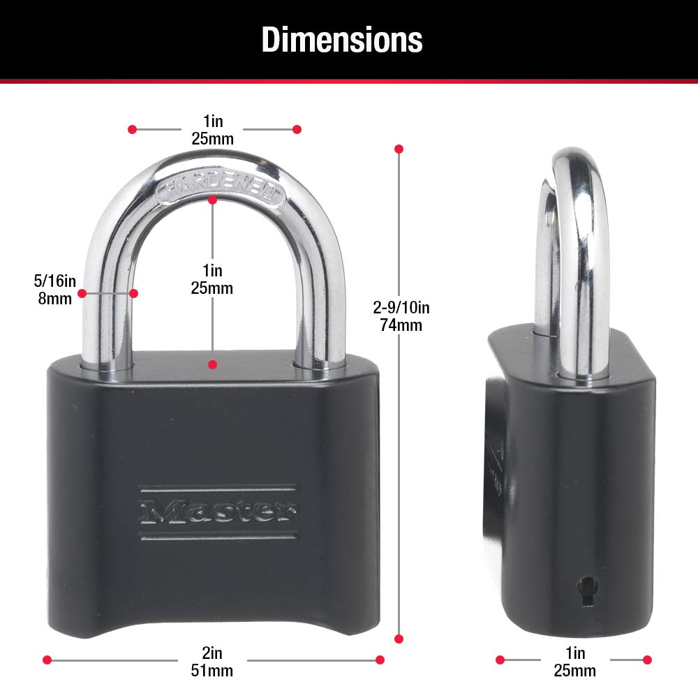 Master Lock 178D - Candado de combinación, 1 paquete, Negro