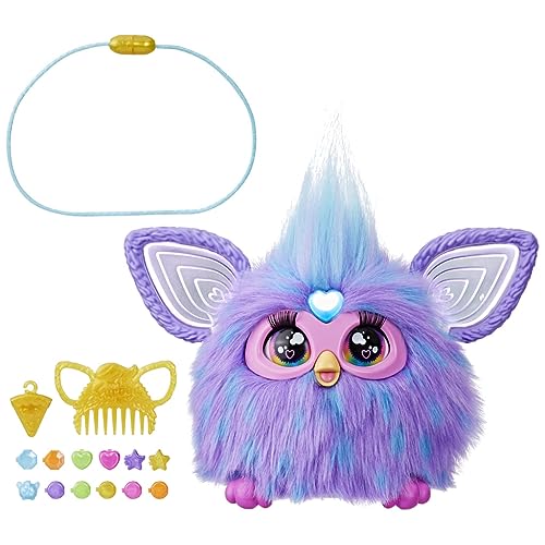 Peluche Electrónico Furby Púrpura Interactivo con Accesorios de Moda para Niños y Niñas