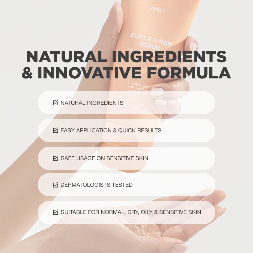 Lavado exfoliante de glúteos y muslos | Exfoliante para glúteos para acné, celulitis, cabello encarnado, bikini y bulto de maquinilla de afeitar | Exfoliante calmante y calmante para pieles sensibles y propensas al acné | Formulado con extracto de romero,