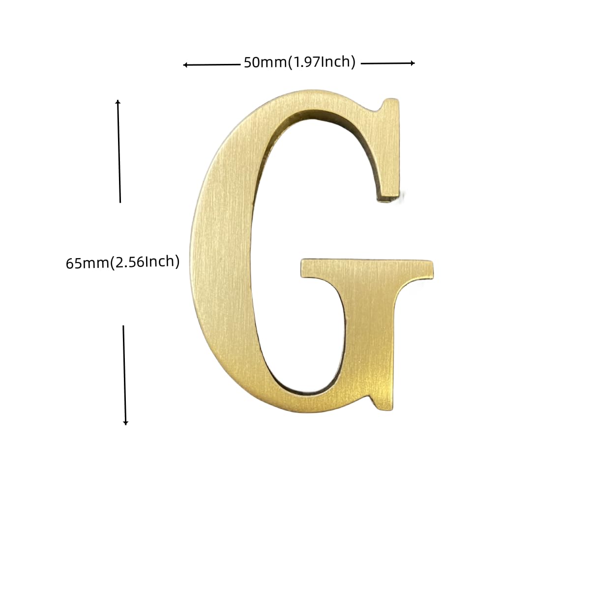 Pegatina de Latón Soild Dorado Letras y Números Autoadhesivos de 2.6 Pulgadas para Señalización de Dirección de Casa