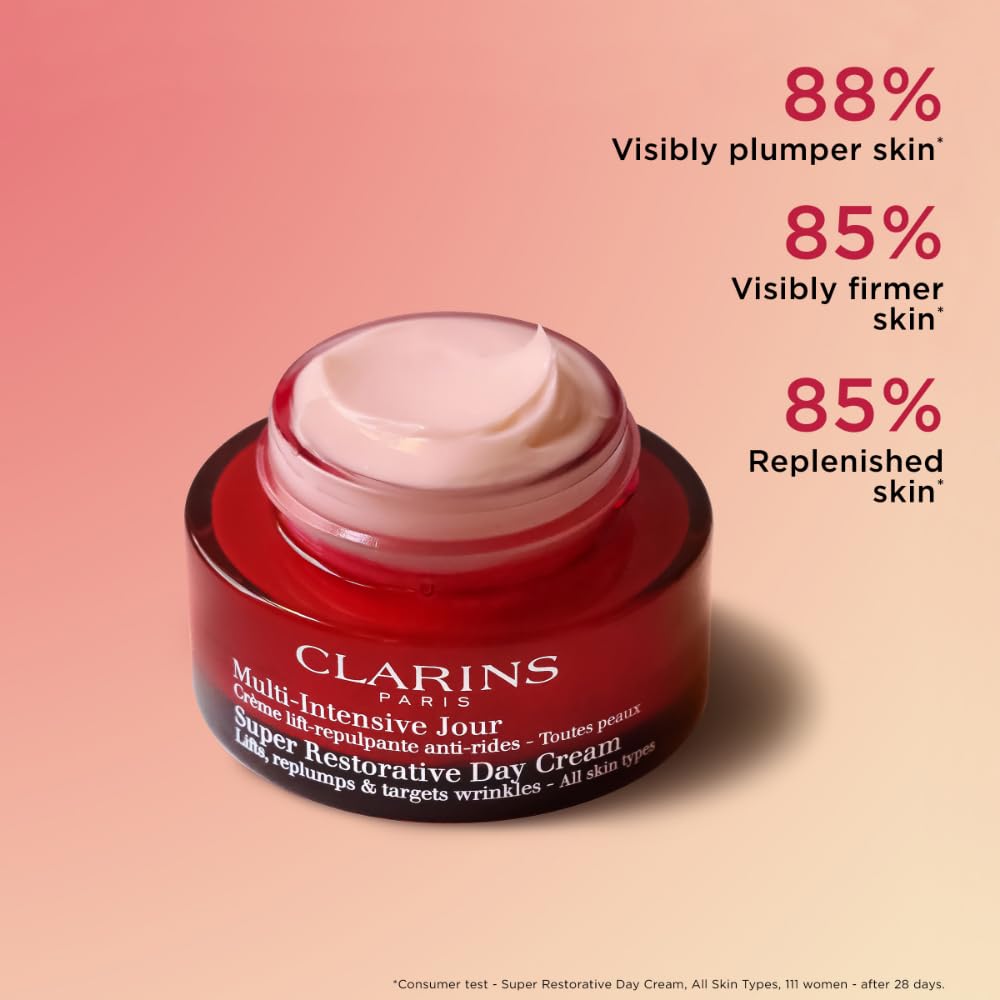 Clarins Super Restorative Day Cream | Anti-Aging Moisturizer for Mature Skin | Replenishes & Illuminates | 1.7 oz