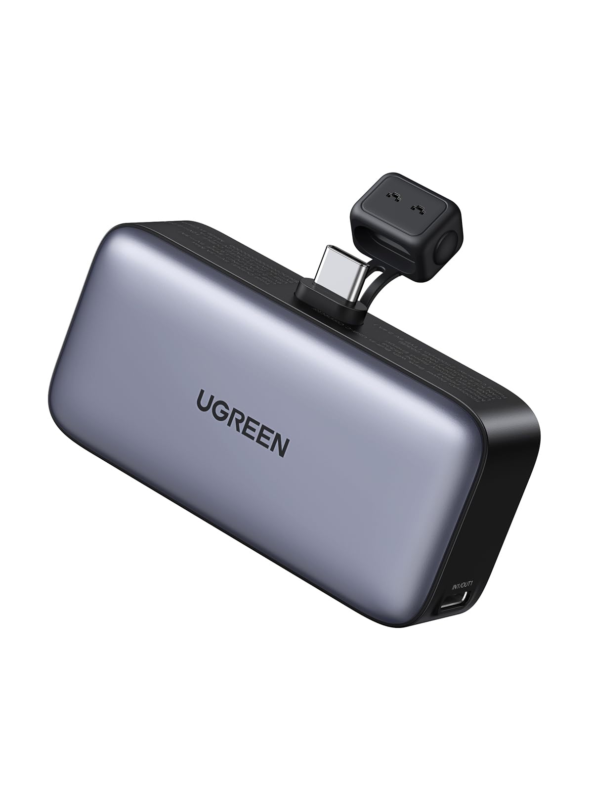 UGREEN 5000mAh Power Bank Integrado en USB C Puerto, Cargador Portátil Batería 22.5W Carga Rápida con Soporte, Pantalla LED Compatible con iPhone 16 15 iPad Pro Galaxy Pixel
