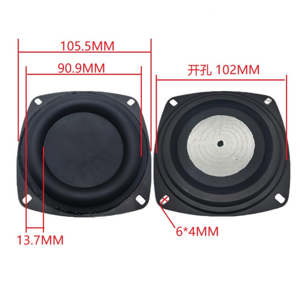 Película de radiador pasivo para subwoofer, membrana de altavoz de graves de 4 pulgadas, paquete de 2, reparación de altavoces de bricolaje (cuadrado)
