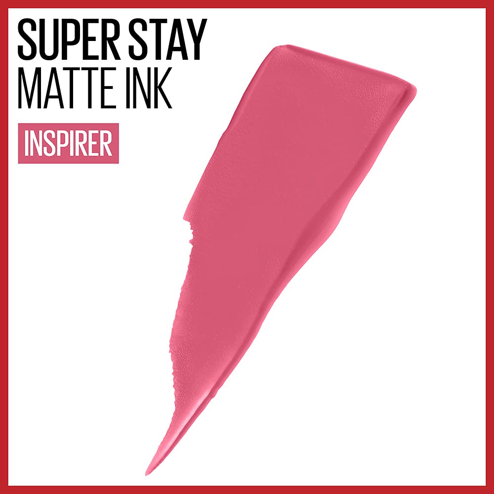 Labial líquido brillante Maybelline Super Stay Vinyl Ink Peachy + Labial Liquido Matte Larga Duracion Superstay City Edition, 125 Inspirer