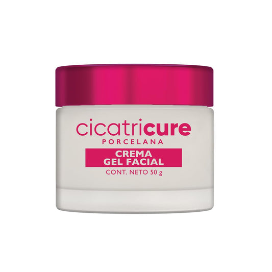CICATRICURE - Porcelana Crema Gel Facial Anti-machas. Con Hidrolizado de perla, reduce manchas, aclara la piel y unifica el tono. Uso para rostro y cuello, presentación de 50g