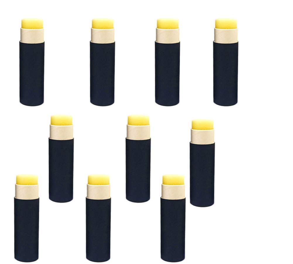 Healthcom 10 tubos de papel de cartón para bálsamo labial, tubo aspiradora de brillo labial, contenedor de cartón sólido, tubo redondo para muestras de cosméticos, desodorante, color negro