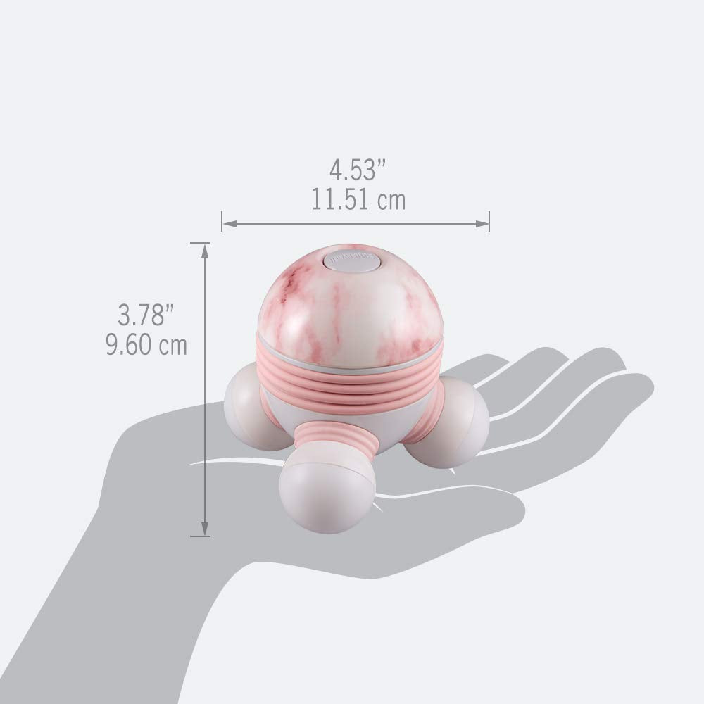 HoMedics Marbelous Mini masajeador pequeño y fácil de usar, funciona con pilas, masaje relajante para cuello, hombros, piernas, alivia la tensión, nodos de masaje iluminados, rosa
