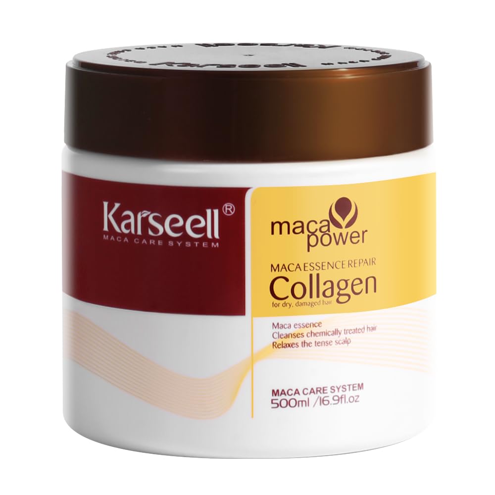 Hair Mask Karseell Collagen 16.9 OZ 500ml Deep Conditioner Coconut Oil Keratin Mask for Dry Damaged Hair Color Treated Hair Curly Hair Bleached Hair for All Hair Types