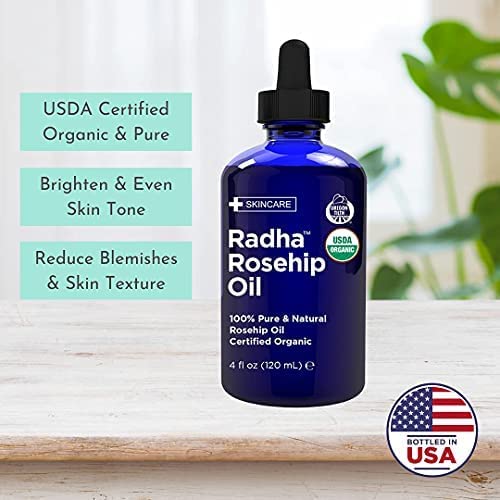 Radha Beauty Aceite de Rosa Mosqueta Orgánico 100% Puro, 120 ml