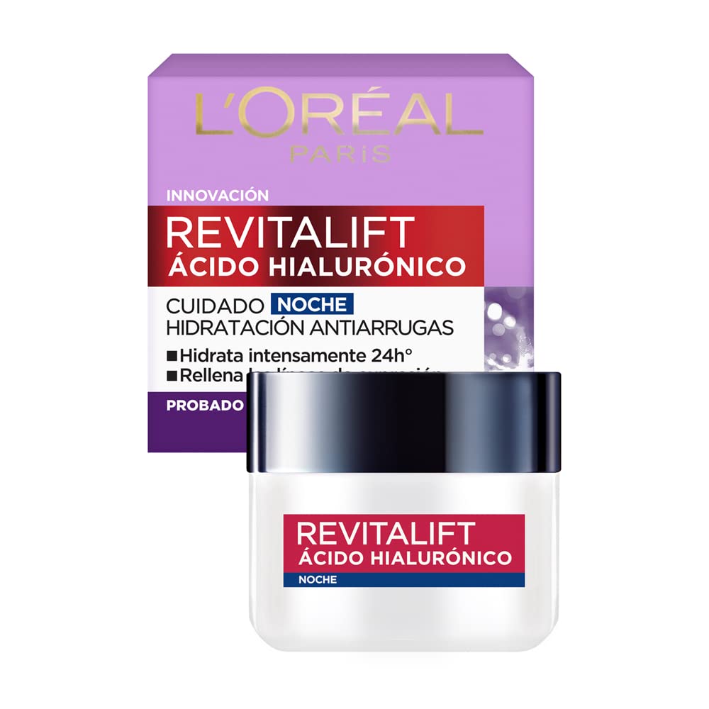 L'Oréal Paris Crema de Noche Revitalift Ácido Hialurónico, 50ml