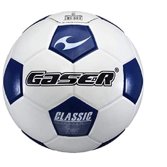Gaser Balón Futbol Classic Laminado Mate (No. 4, Blanco con Azul)