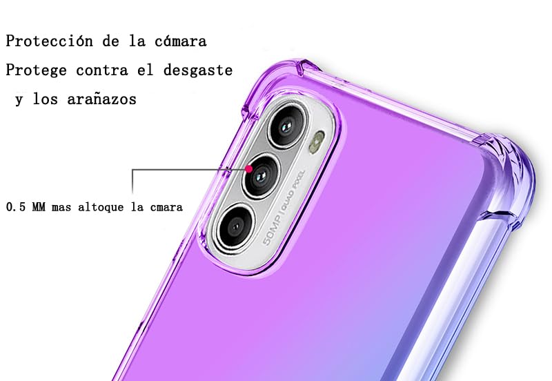 DABUNA Funda para Moto G52 y G82 5G Case Uso Rudo,Transparente Colores Degradados Protectora de Cámara Anticaída Carcasa Bumper(Púrpura Azul)