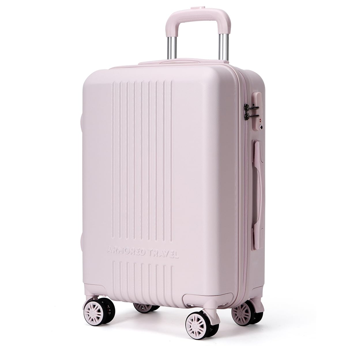 Maleta De Viaje Carry On 20" de Mano Cabina 10kg Rígida Doble Refuerzo Con * TSA Lock * Luggage suitcase Armored Travel (CarryOn - Rosa)