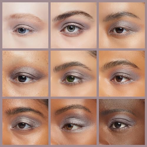 Palladio Barra de sombra de ojos impermeable con esponja mezcladora, aplicación duradera y sin esfuerzo, Silver Mauve Shimmer