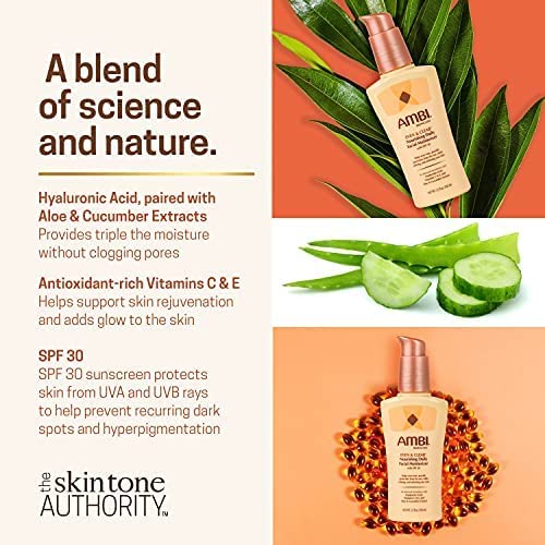 Hidratante Facial Diario Ambi Even & Clear con SPF 30, Ácido Hialurónico y Aloe - Equilibrio del Tono de Piel y Protección Solar - 3.5 Onzas.