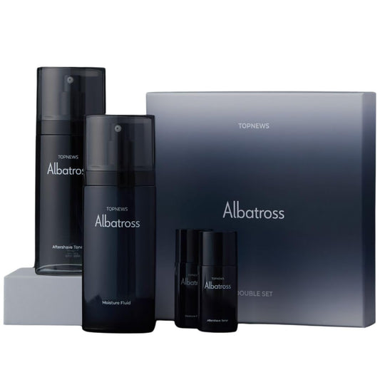 CHARMZONE Albatross Skincare for Men - Juego de tóner y emulsión para después del afeitado, juego de regalo nutritivo hidratante e hidratante con muestras de tamaño de viaje