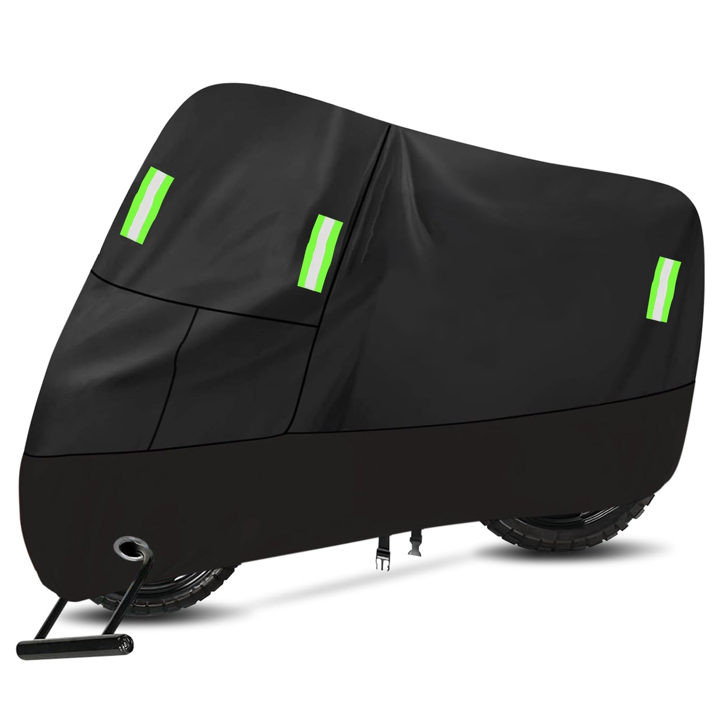 Funda Cubierta Impermeable para Motocicletas, con Tiras Reflectantes y Orificios para Cerradura, Protege contra El Polvo, La Lluvia y La Resina, para Motocicletas como Honda, Yamaha, Suzuki, Harley