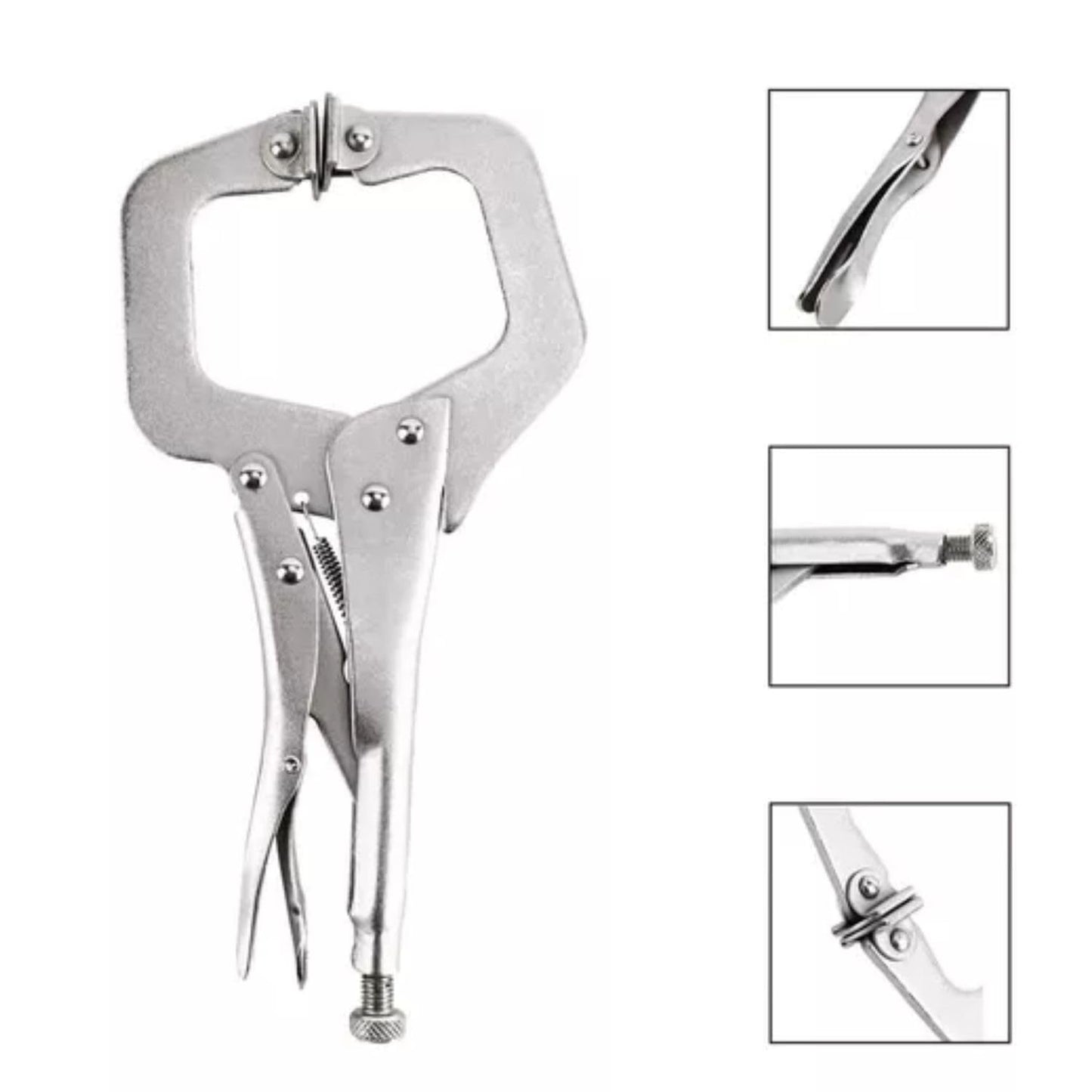 Pinza de Presión Tipo "C" Autoajustable de Metal, Seguridad Juego de 3 Piezas 17 cm, 23 cm, 27 cm