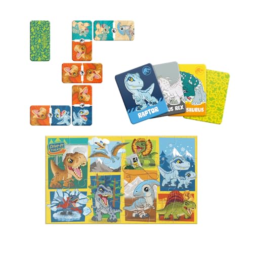 Set de Juegos Novelty Corp Jurassic World Memoria Dominó y Rompecabezas