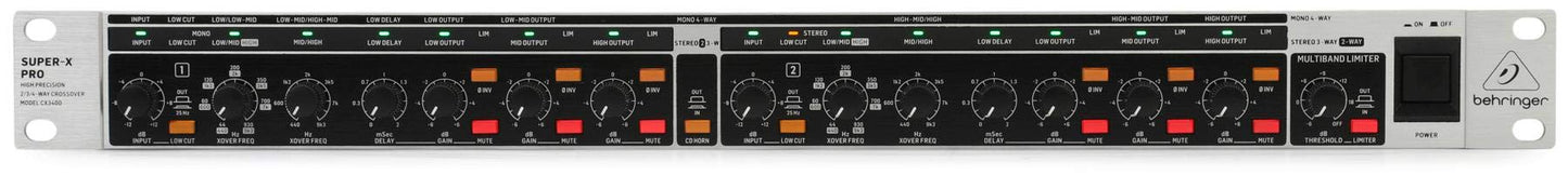 Behringer SUPER-X PRO CX3400 V2 High-Precision Stereo 2-Way/3-Way/Mono 4-Way Crossover with Limiters, Adjustable Time Delays and CD Horn Correction